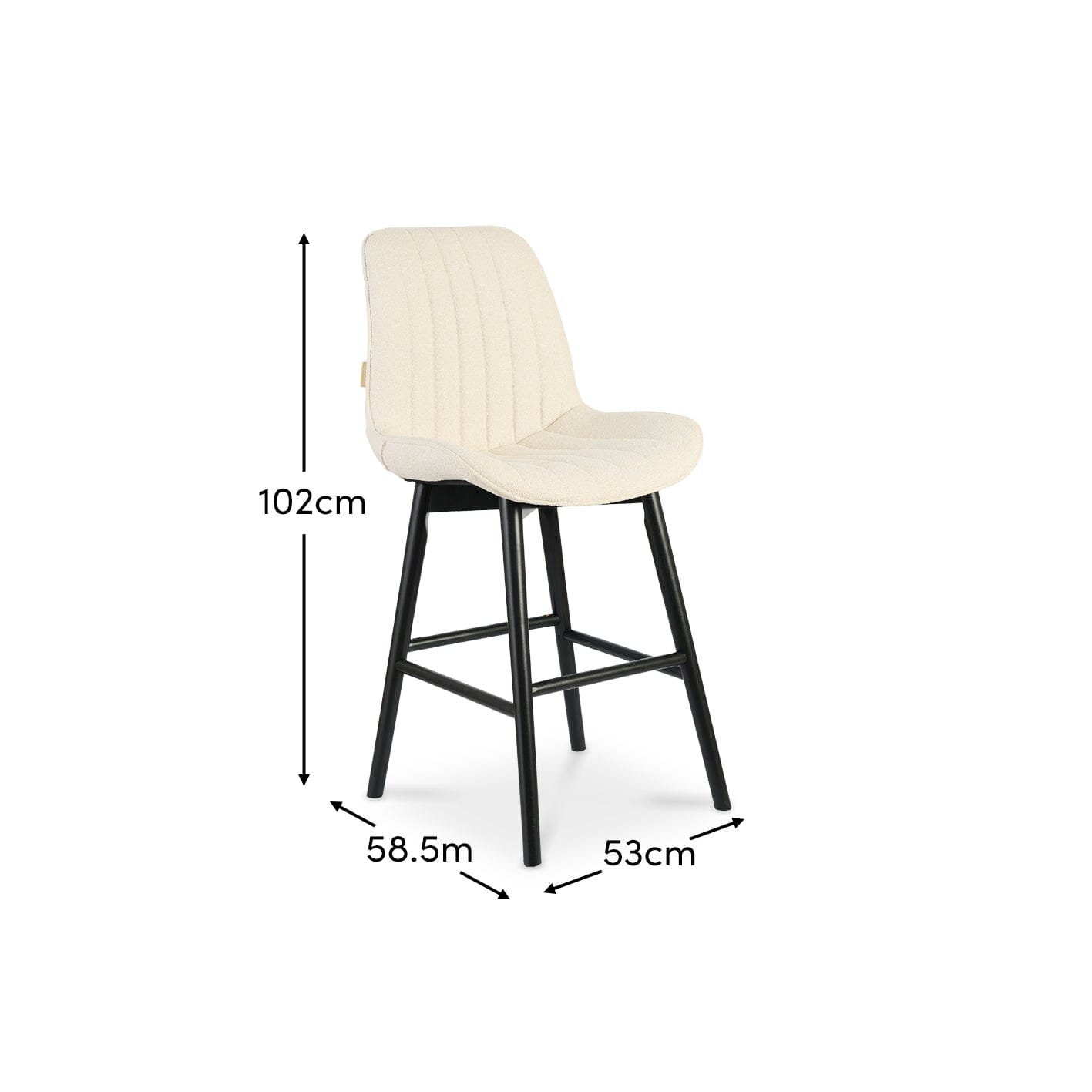 Bella Light Beige Boucle Bar Stool - Black Oak Legs