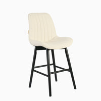 Bella Light Beige Boucle Bar Stool - Black Oak Legs