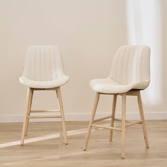 compare product Bella Light Beige Boucle Bar Stool - Whitewash Legs