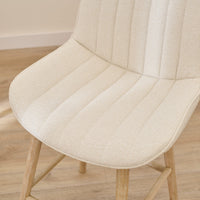 Bella Light Beige Boucle Bar Stool - Whitewash Legs