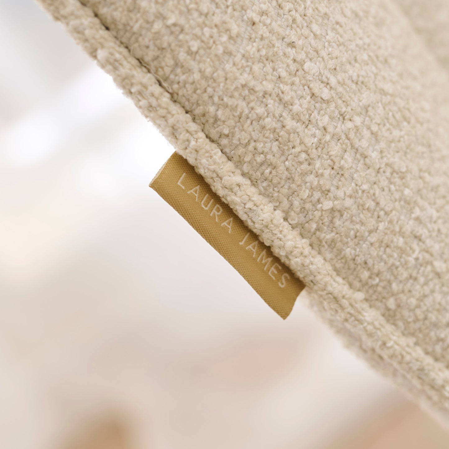 Bella Light Beige Boucle Bar Stool - Whitewash Legs