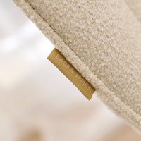 Bella Light Beige Boucle Bar Stool - Whitewash Legs
