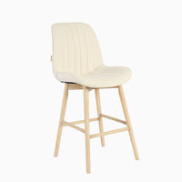 Bella Light Beige Boucle Bar Stool - Whitewash Legs