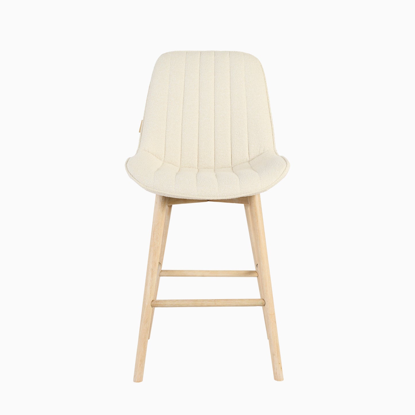 Bella Light Beige Boucle Bar Stool - Whitewash Legs
