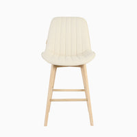 Bella Light Beige Boucle Bar Stool - Whitewash Legs