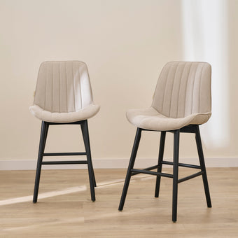 compare product Bella Soft Beige  Bar Stool - Black Oak Legs