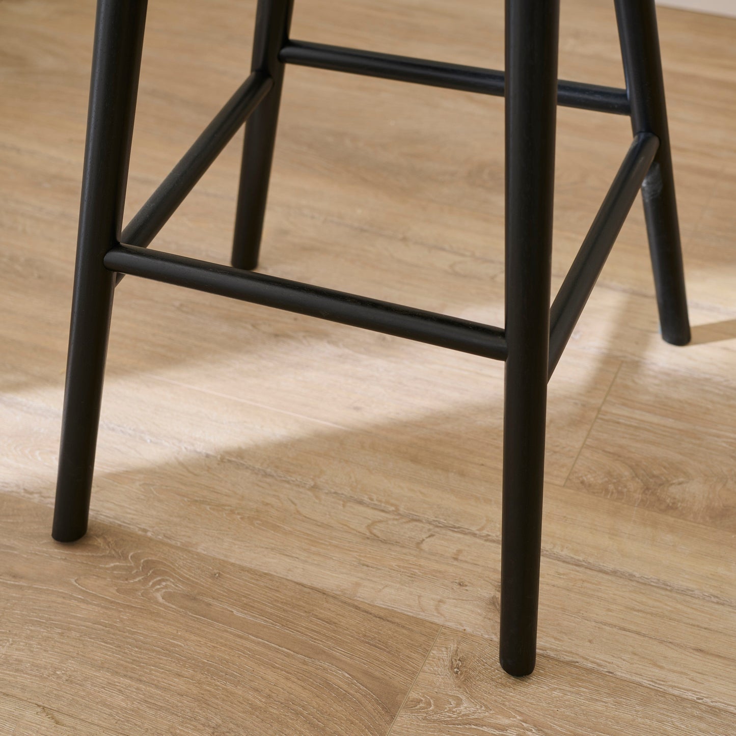 Bella Soft Beige  Bar Stool - Black Oak Legs