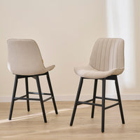 Bella Soft Beige  Bar Stool - Black Oak Legs