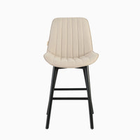 Bella Soft Beige  Bar Stool - Black Oak Legs