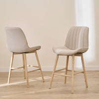 Bella Soft Beige Bar Stool - Whitewash Legs