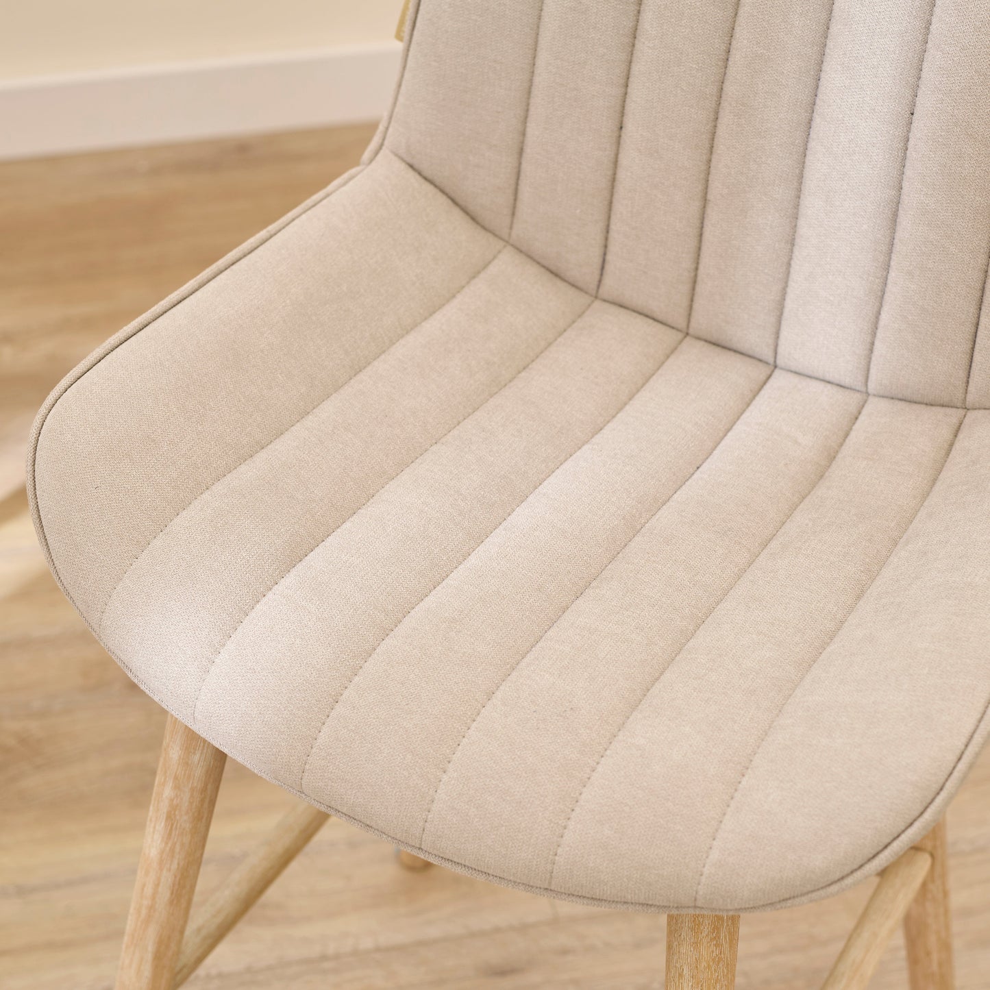 Bella Soft Beige Bar Stool - Whitewash Legs