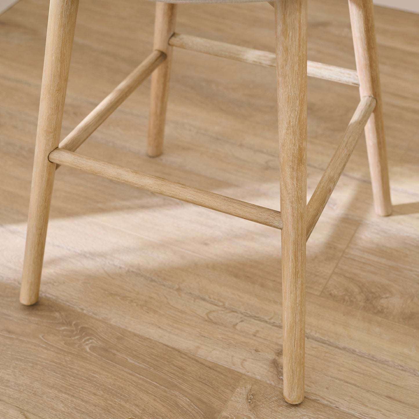 Bella Soft Beige Bar Stool - Whitewash Legs