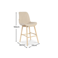 Bella Soft Beige Bar Stool - Whitewash Legs