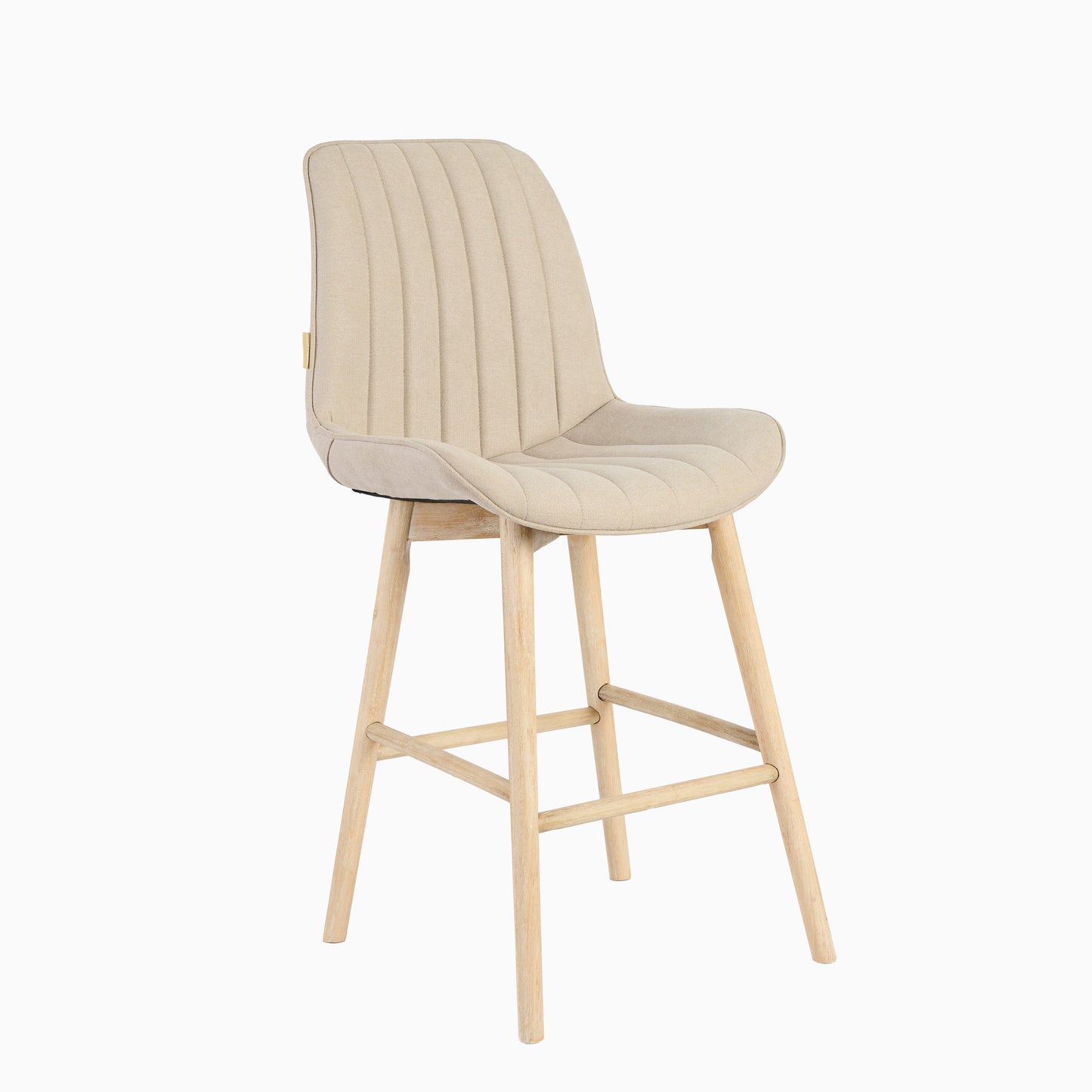 Bella Soft Beige Bar Stool - Whitewash Legs