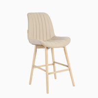 Bella Soft Beige Bar Stool - Whitewash Legs