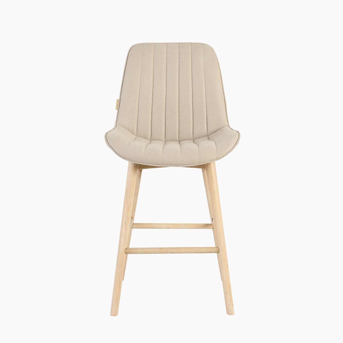 Bella Soft Beige Bar Stool - Whitewash Legs