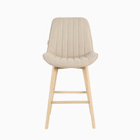 Bella Soft Beige Bar Stool - Whitewash Legs