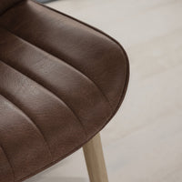 Bella Saddle Brown Dining Chairs - Set of 2 - Whitewash Oak Legs