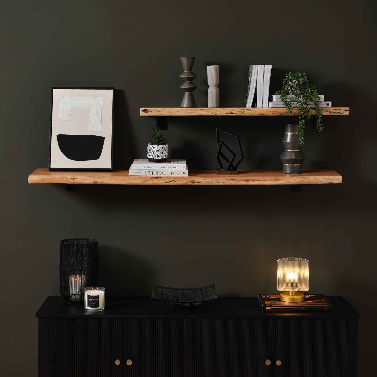 Outlet - Bosco 75cm Wall Shelf - Natural Acacia