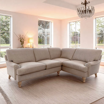 compare product Brea Mink Taupe Right Corner Sofa with Whitewash Oak Legs