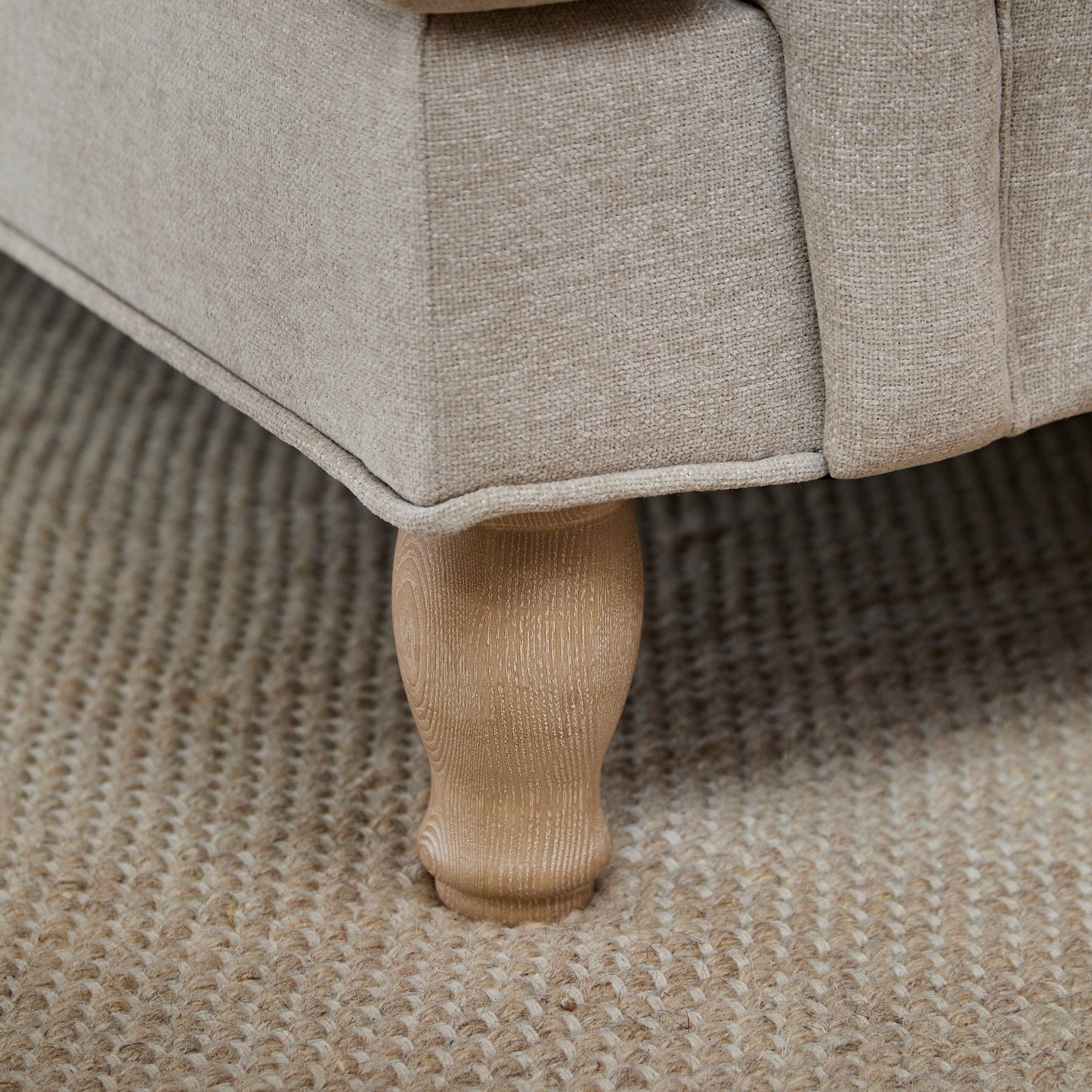 Brea Mink Taupe Left Corner Sofa with Whitewash Oak Legs