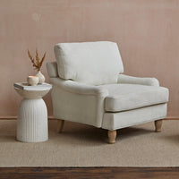 Outlet - Brea Oyster White Armchair - Whitewash Oak Legs
