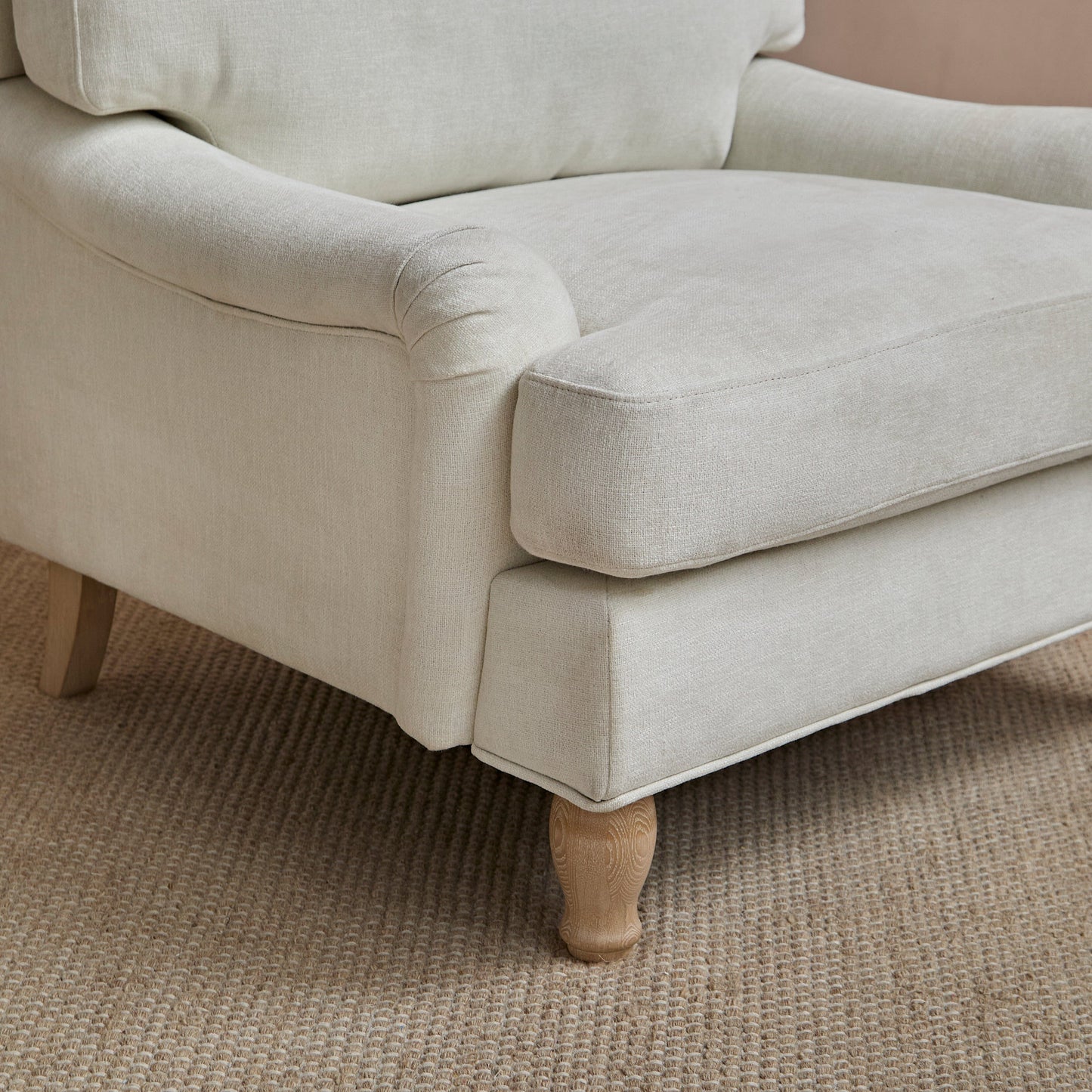 Outlet - Brea Oyster White Armchair - Whitewash Oak Legs