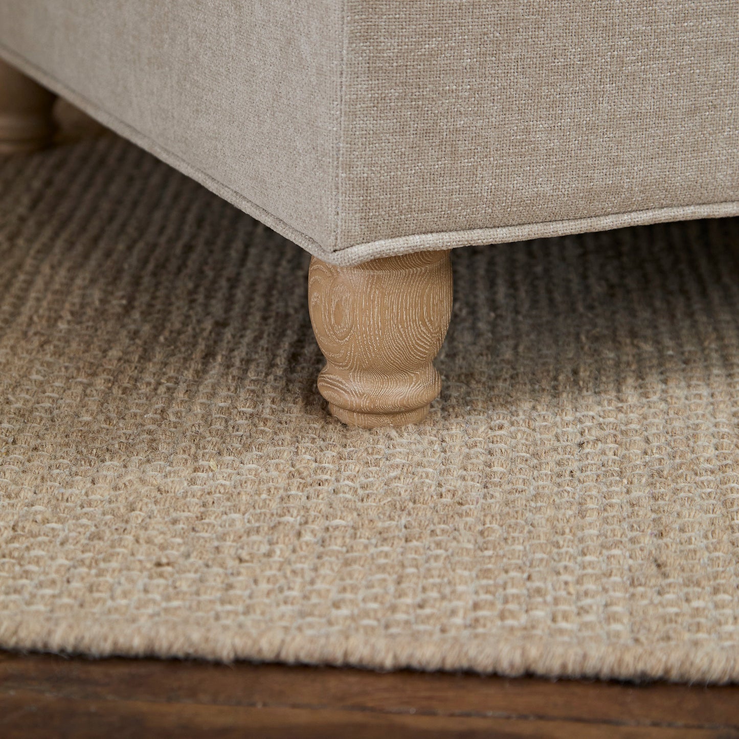Outlet - Brea Mink Taupe Footstool - Whitewash Oak Legs