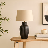 Burcot Black Mango Wood Lamp Base - 28cm