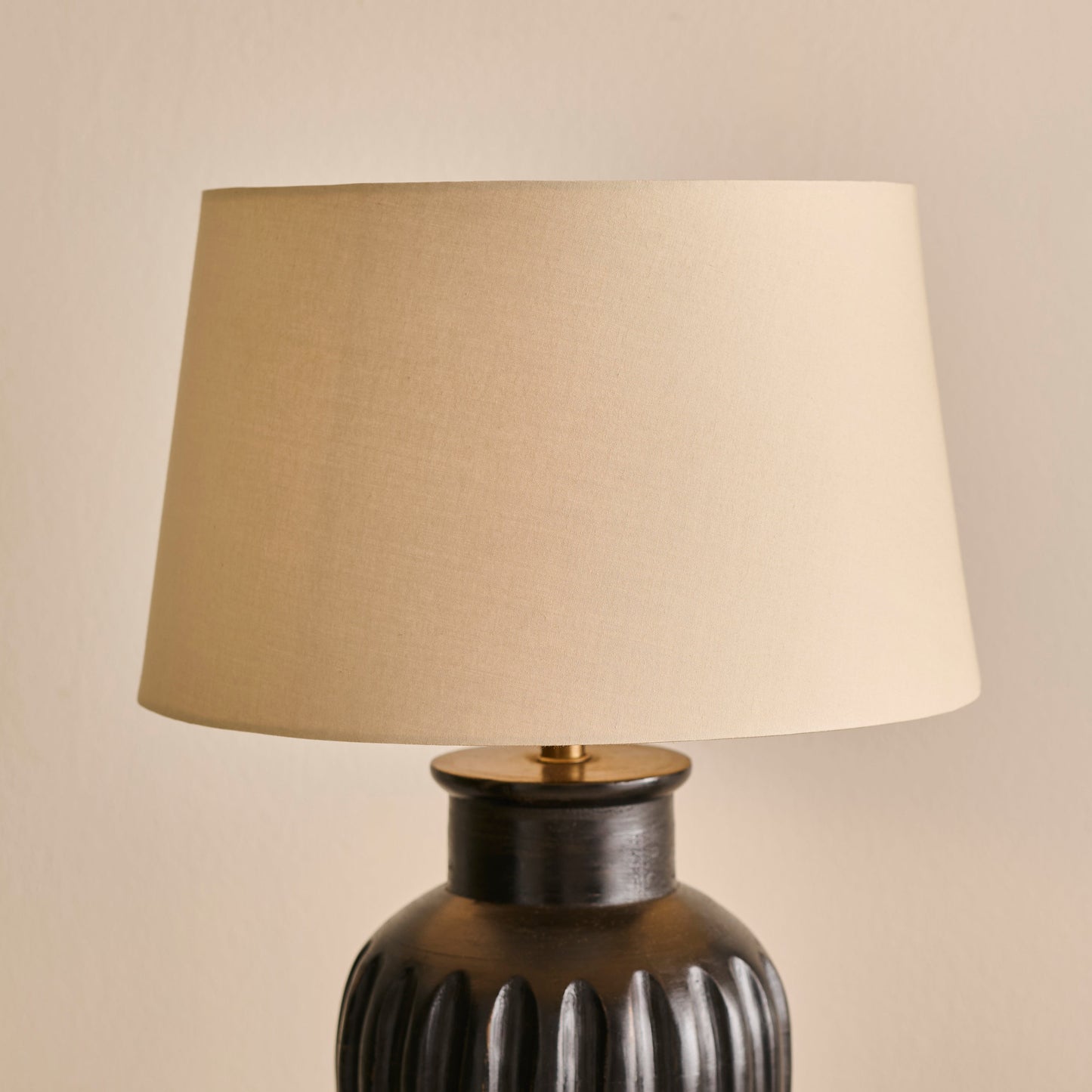 Burcot Black Mango Wood Lamp Coningsby Taupe Shade - 30cm