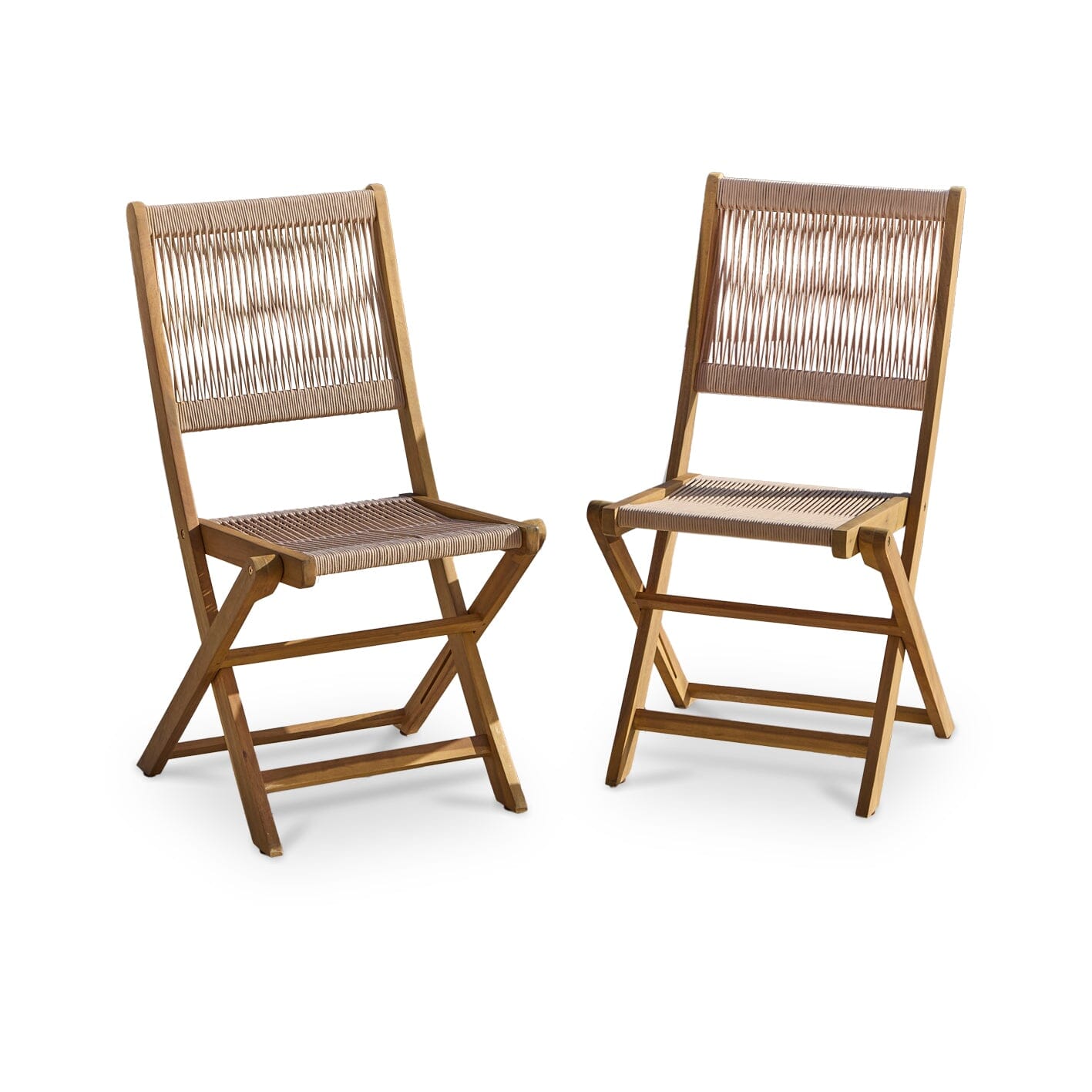 Cove Rope Folding Garden Chairs - Set of 2 - White Acacia