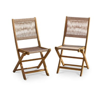 Cove Rope Folding Garden Chairs - Set of 2 - White Acacia
