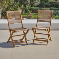 Cove Rope Folding Garden Chairs - Set of 2 - White Acacia
