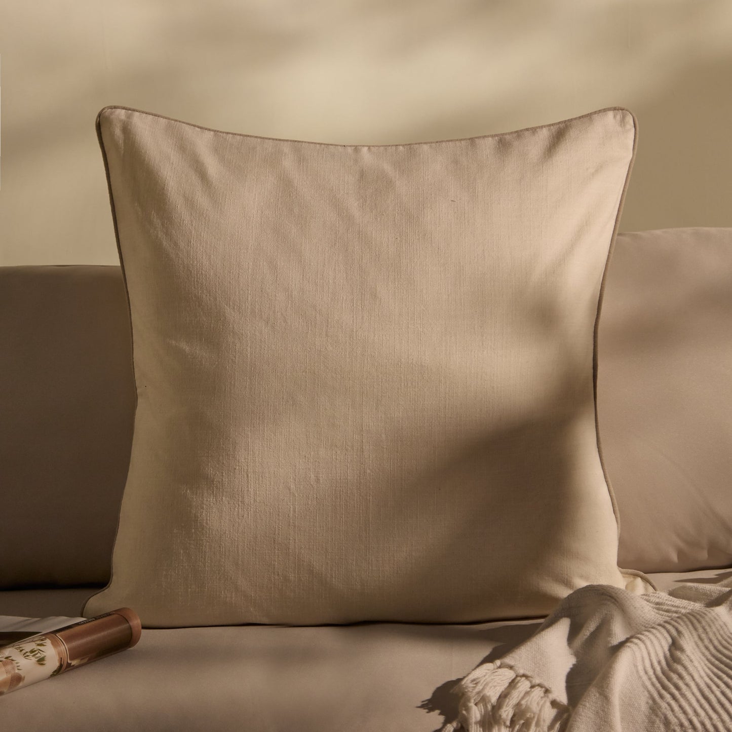 Camber 57x57cm Outdoor Cushion Cover - Off White with Sand Piping