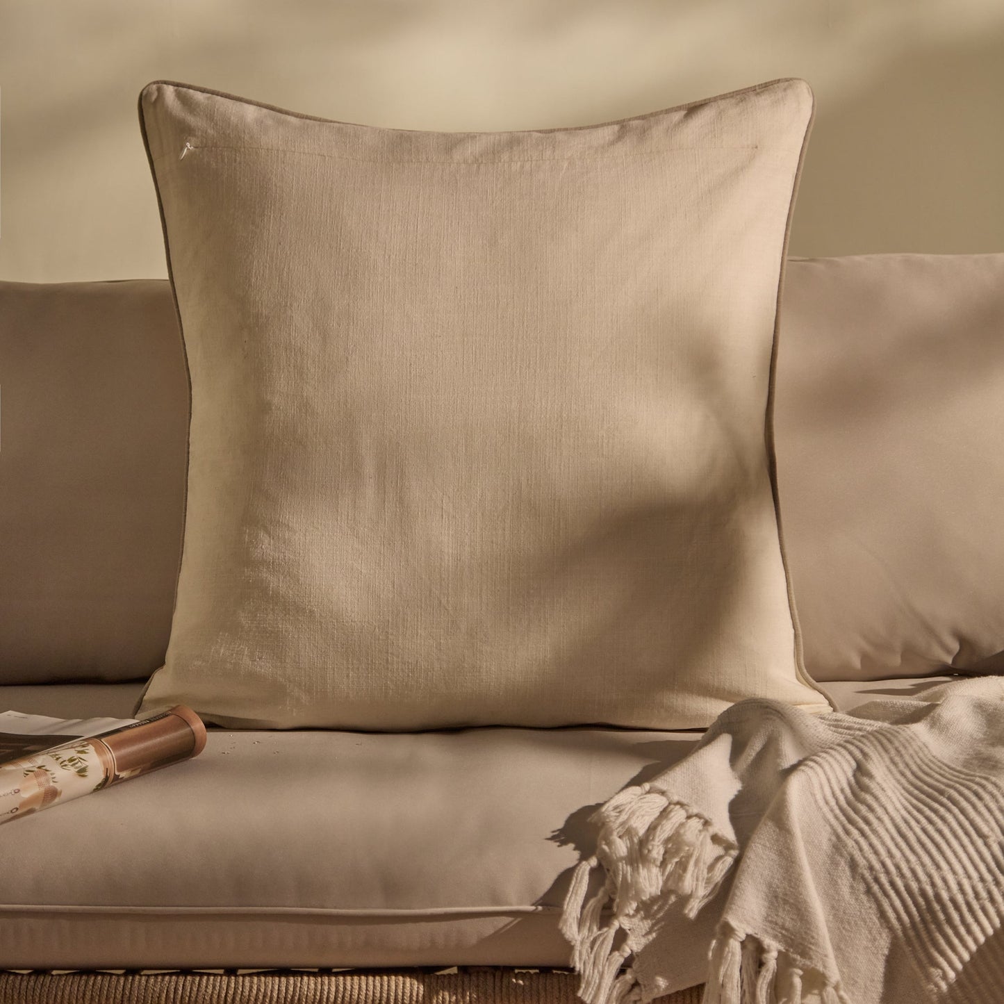 Camber 57x57cm Outdoor Cushion Cover - Off White with Sand Piping