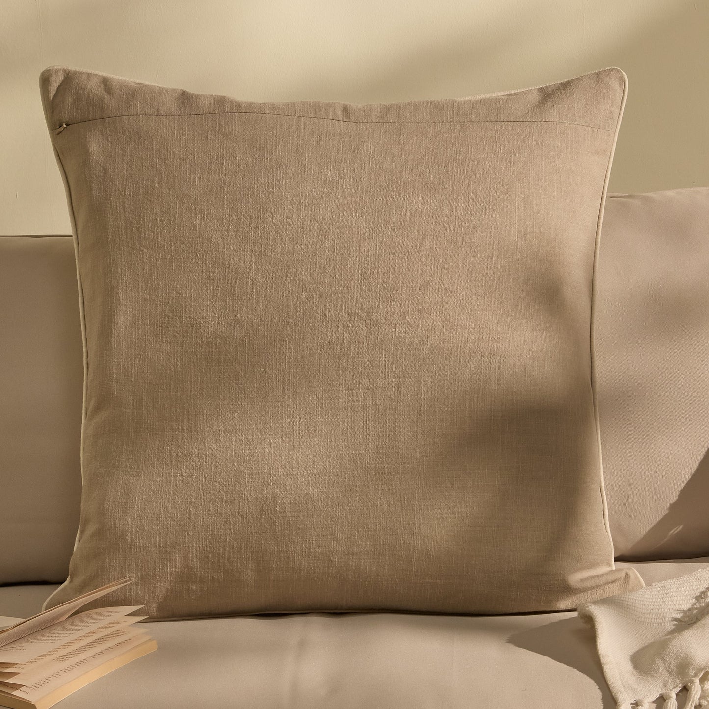 Camber 57x57cm Outdoor Cushion Cover - Sand with Off White Piping