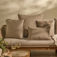 Camber 57x57cm Outdoor Cushion Cover - Sand with Off White Piping
