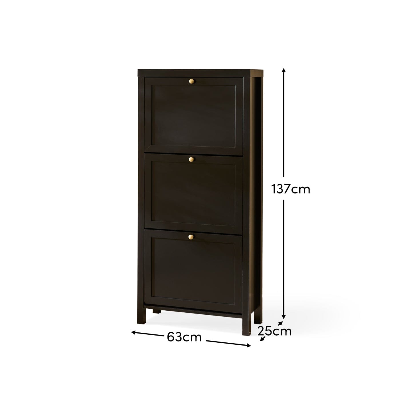 Charlie 3 Door Shoe Cabinet - Noir Black