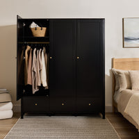 Charlie 3 Door Wardrobe - Black