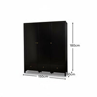 Charlie 3 Door Wardrobe - Black