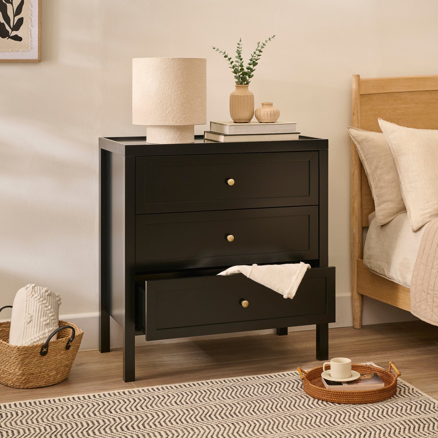 Charlie 3 Drawer Chest of Drawer - Noir Black