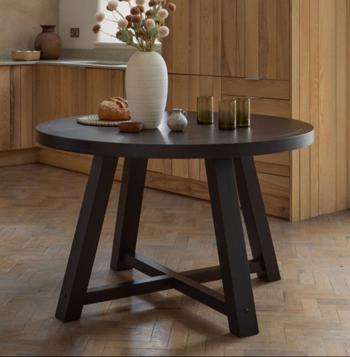 Outlet - Charlotte Black Oak Round Dining Table