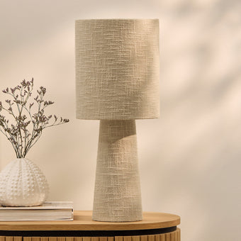 compare product Outlet - Chattendon 50cm Table Lamp - Driftwood Slub Linen