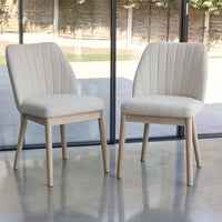 Amelia Whitewash Oak Extending Dining Table Set - 6 Seater - Chloe Light Beige Boucle Dining Chairs - Whitewash Oak Legs