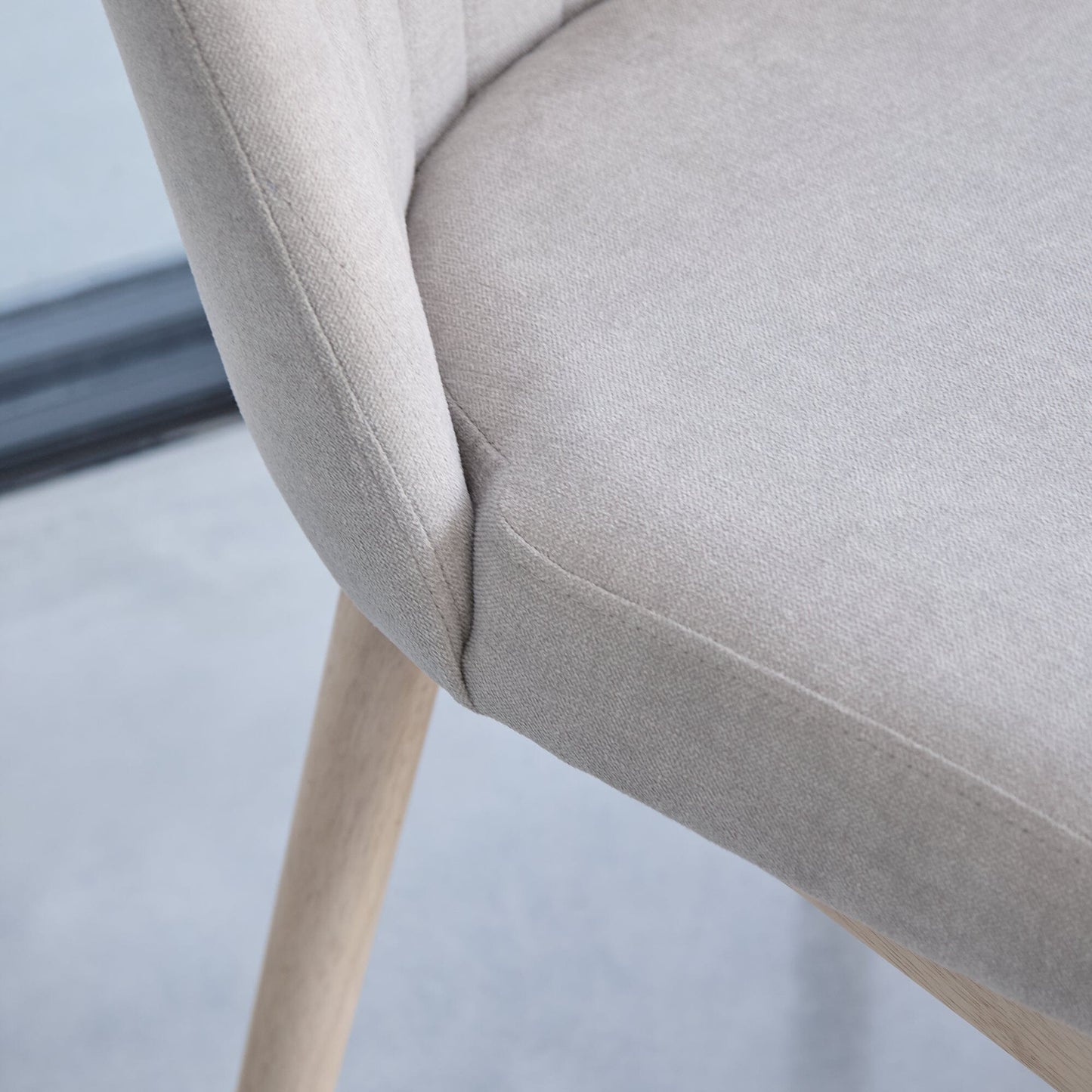 Amelia Whitewash Oak Extending Dining Table Set - 6 Seater - Chloe Soft Beige Dining Chairs - Whitewash Oak Legs