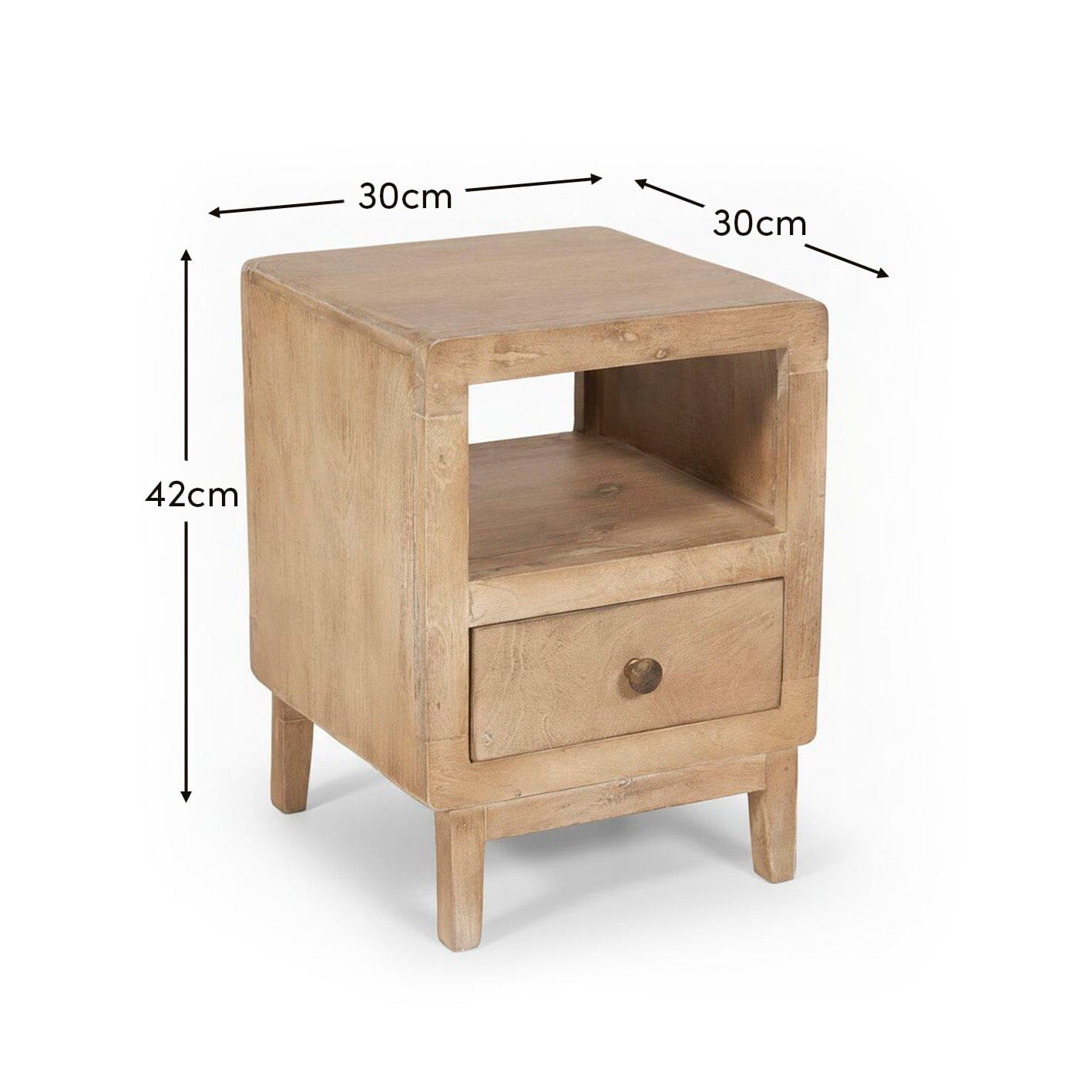 Outlet - Colton Mango Wood Bedside Table - Set of 2