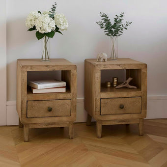 compare product Outlet - Colton Mango Wood Bedside Table - Set of 2