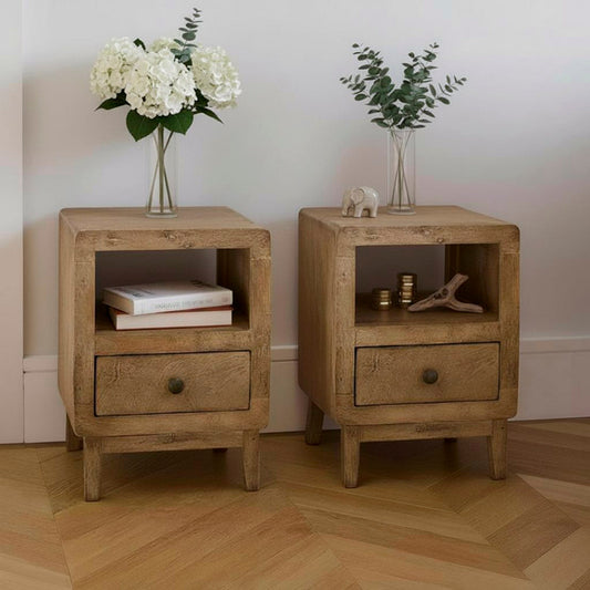 Outlet - Colton Mango Wood Bedside Table - Set of 2