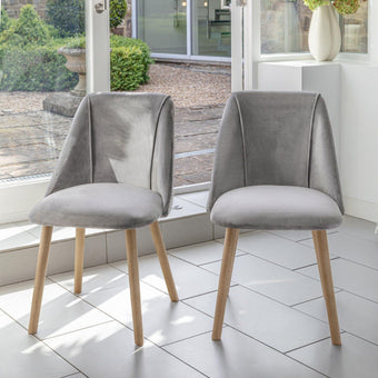 compare product Freya Mist Grey Dining Chairs - Set of 2 - Chalked Mangowood Legs