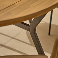 Ezra 4 Seater Round Wooden Garden Set with Ryder Burnt Orange Chairs